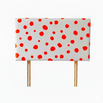 Hand Painted Upholstered Linen Headboard Polka Dot Print, 3 of 12