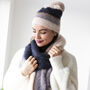 Fluffy Colour Block Stretchy Knit Hat, thumbnail 1 of 2