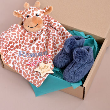 New Baby Gift Set With Giraffe Comforter, 5 of 9