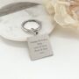 Stainless Steel Engraved Birth Flower Mini Square Keyring, thumbnail 3 of 5