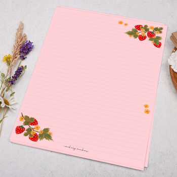 A4 Pink Letter Writing Paper With Strawberry Florals, 3 of 4