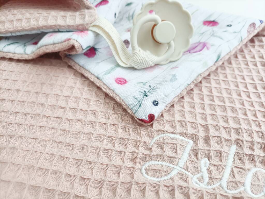 Personalised Organic Muslin Baby Comforter And Teether By Bambamboo Baby