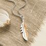 Sterling Silver And Rose Gold Feather Necklace, thumbnail 1 of 4