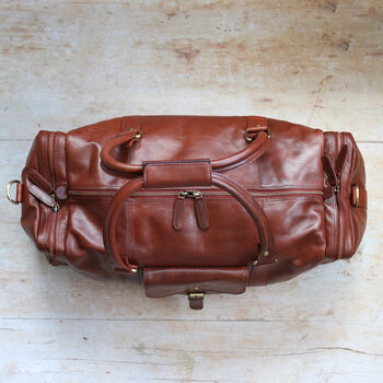 Tan Leather Travel Holdall Bag, 3 of 6