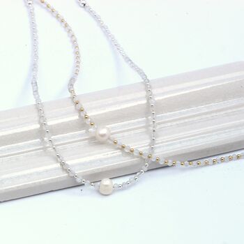 Adjustable Mini Gem Beaded Necklace On Silver Or Gold Vermeil, 12 of 12