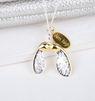 Personalised Silver And Gold Sycamore Leaf Necklace, 3 of 10