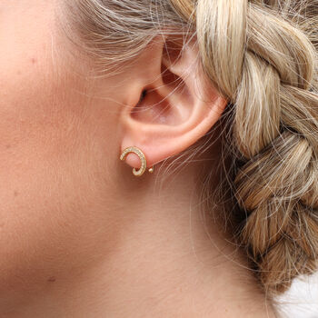 18ct Gold Plated Spiral Stud Plain Or Crystal Earrings, 4 of 9