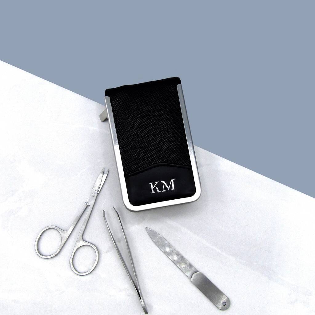 Personalised Leather Small Travel Grooming Manicure Set, 1 of 5