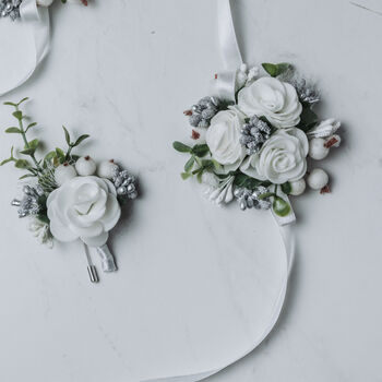 Floral Wedding Buttonhole In Silver, 7 of 10