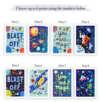 Personalised Space Wall Art Set | Nursery Gallery Prints, 4 of 10