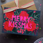 Merry Kissmas Neon Floral Papercut Christmas Card, thumbnail 3 of 5