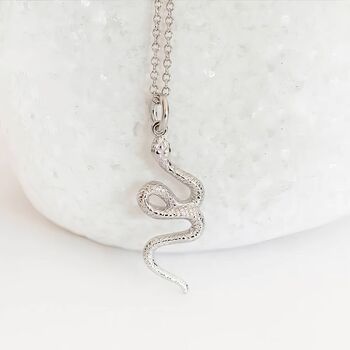 Mens Sterling Silver Textured Snake Necklace, 2 of 11