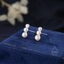 Sterling Silver Natural Pearl Trio Stud Earrings, thumbnail 4 of 11