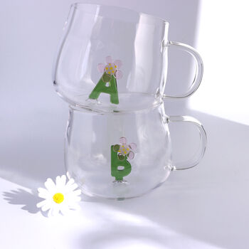 G Decor Handmade Monogram Glass Florist Personalised Alphabet Letters 3D Tea And Coffee Mugs – A To Z, 2 of 4