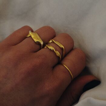 Gold Vermeil Stacking Waved Ring, 2 of 4