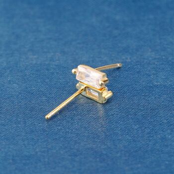 Baguette April Birthstone Stud Earrings, 5 of 7