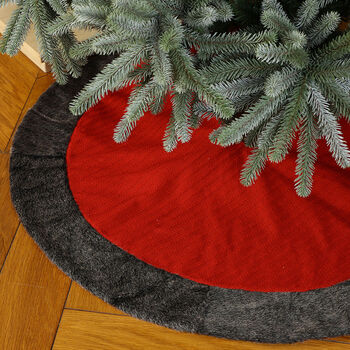 Nordic Red Knitted Christmas Tree Skirt, 3 of 7