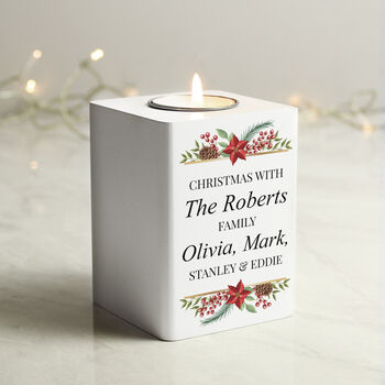 Personalised Christmas Wooden Tealight Holder, 3 of 3