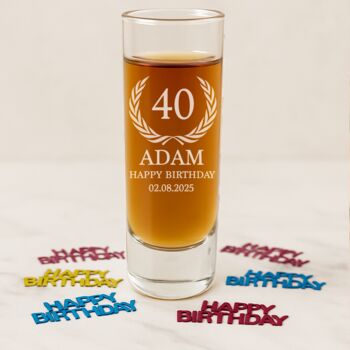 Personalised Birthday Crest Shot Glass, 4 of 8