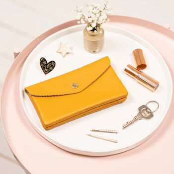 Mustard Leather Popper Purse, 2 of 3