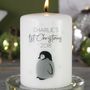 Personalised First Christmas Baby Penguin Pillar Candle, thumbnail 3 of 9