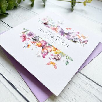 Personalised Wedding Card: Floral Butterly Design Handmade, 9 of 10
