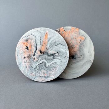 A Pair Of Marble Effect Coasters With Neon Highlights, 4 of 6