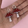 Red Mini Toadstool Dangle Earrings, thumbnail 1 of 2