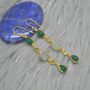 Green Onyx Jade Dangle Drop Gold Earrings, thumbnail 4 of 8