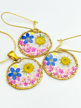 Earrings With Daisy And Forget Me Not Flowers, 2 of 12