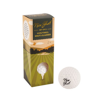 Set Of Three Golf Ball Shot Glasses 'Nice Shot' | Gift Boxed | Golf Enthusiast | Golf Gift, 2 of 5