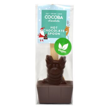 Two Pack Vegan Christmas Reindeer Hot Chocolate Spoon, 2 of 2
