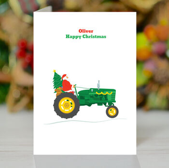 Personalised Farmer Christmas Tractor Card, 8 of 8