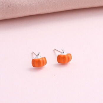 Sterling Silver Pumpkin Earring Studs, 2 of 2