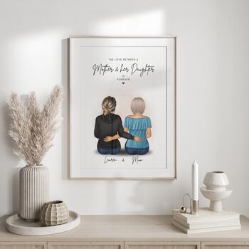 Personalised Mother And Daughter Artwork Gift For Mum, 3 of 8