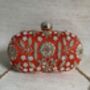 Orange Raw Silk Oval Pearl Clutch Bag, thumbnail 4 of 10