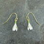 Snowdrop White Flower Drop Single Earrings, Gold Tone, thumbnail 3 of 3