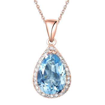 Luscious Blue Topaz 18k Rose Gold Plated Necklace, 3 of 4