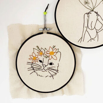 Flower Crown Kitty Embroidery Kit, 5 of 5