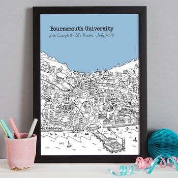 Personalised Bournemouth Graduation Gift Print, 3 of 9