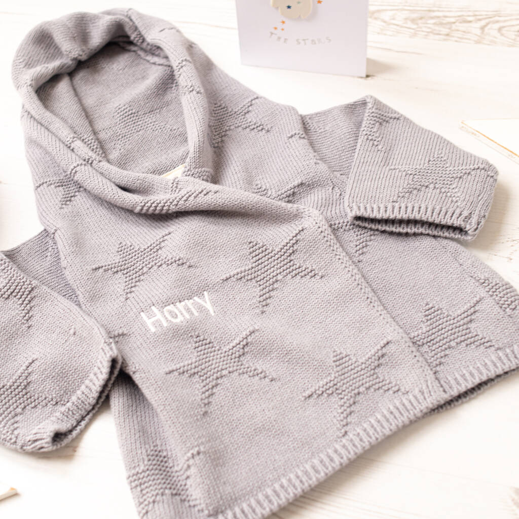 Unisex Knitted Star Hoodie Baby Cardigan, 1 of 8