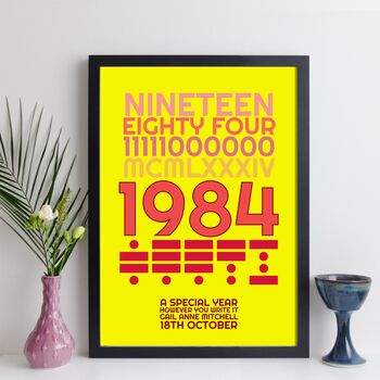 Personalised 40th Birthday 1984 Print With Message Gift, 8 of 10