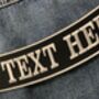 Large 29cm Bottom Arched Rocker One Line Personalised Text Embroidered Fabric Iron On Patch, thumbnail 4 of 6