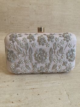 Light Pink Handcrafted Rectangular Clutch Bag, 5 of 10