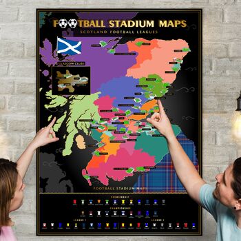 Scottish Football Stadiums Scratch Off Map By Football Stadium Maps ...