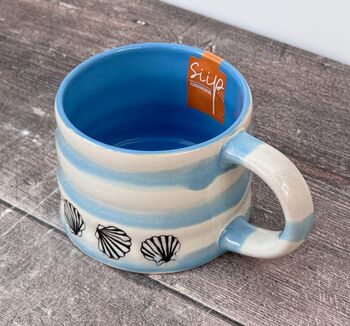 Blue And White Striped Shell Mug, 2 of 3