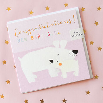 Gold Foiled Baby Girl Polar Bears Card, 3 of 5