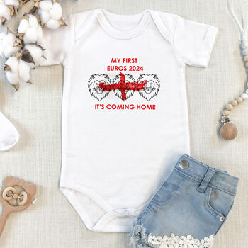 Three Lions Football England Baby Grow Vest, 2 of 6