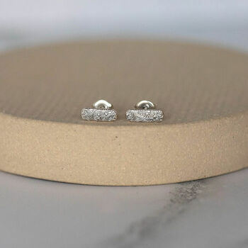 Sterling Silver Textured Capsule Studs, 3 of 4