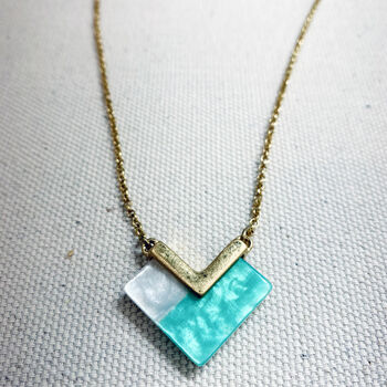 Two Tone Geometric Gold Pendant Necklace, 2 of 3